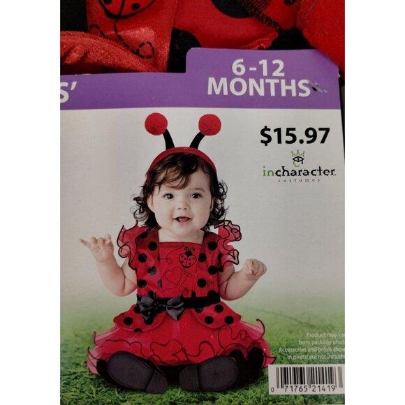 Infant 6 to 12 Months Lovebug Ladybug Dress and Headpiece Halloween Costume - Picture 4 of 6
